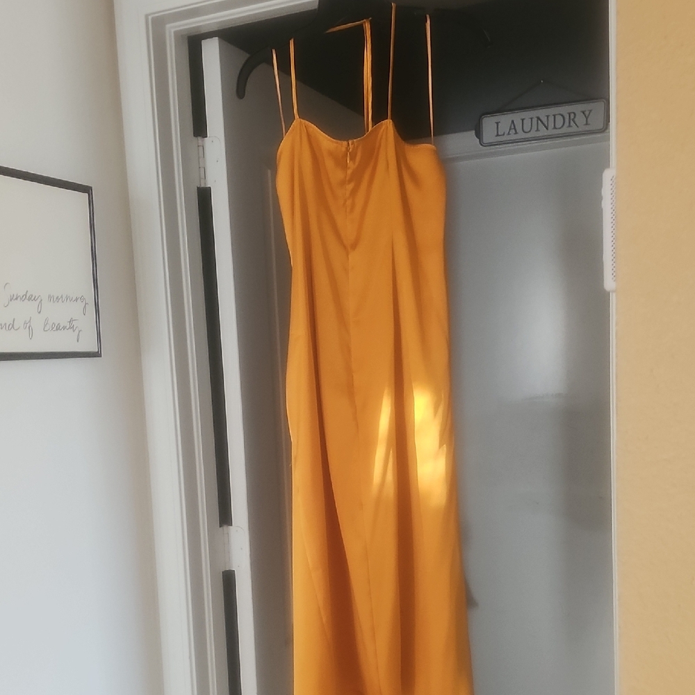 Express Strapless Mustard Dress